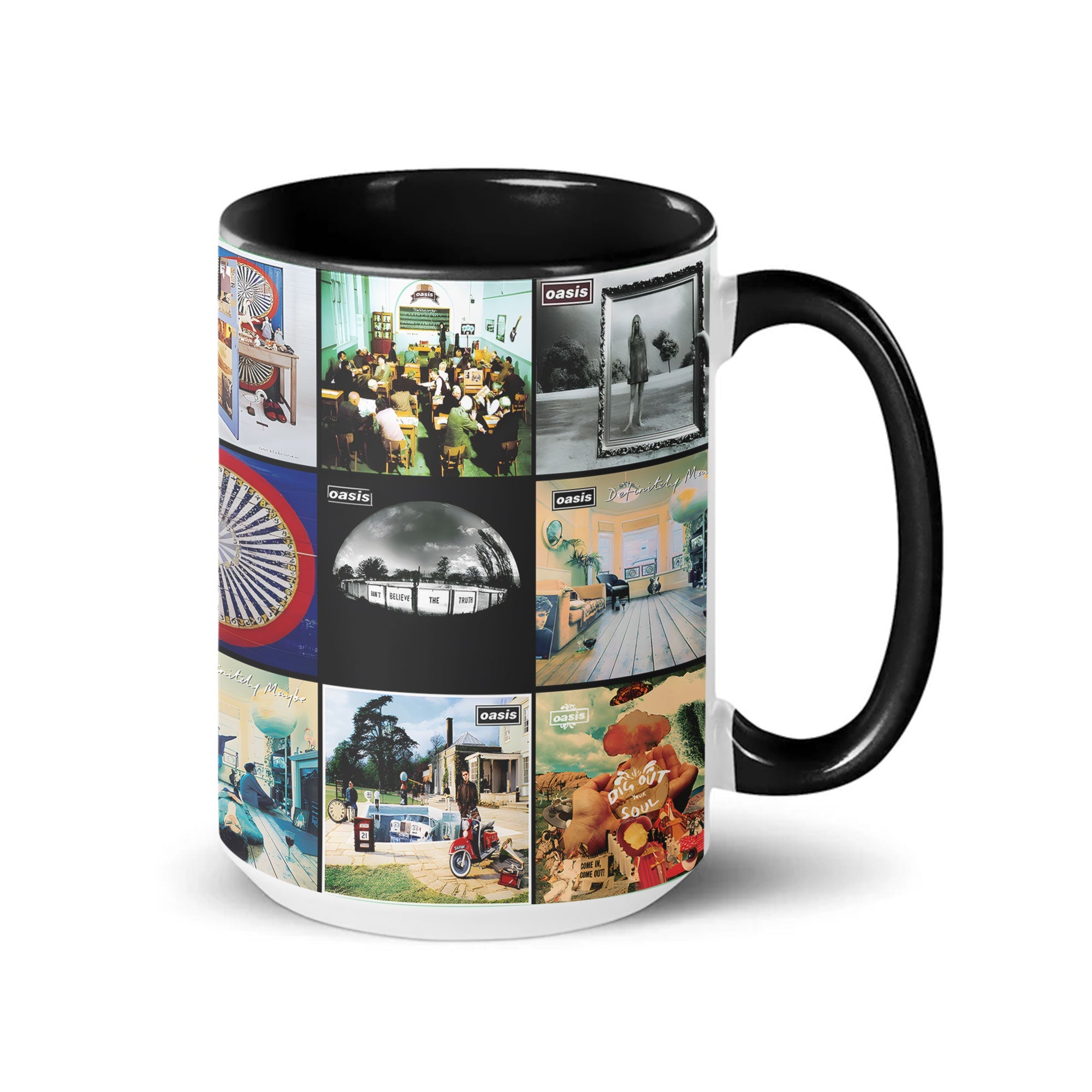 Oasis Accent Mug Classic Album Cover Collage Gift for Britpop Fans