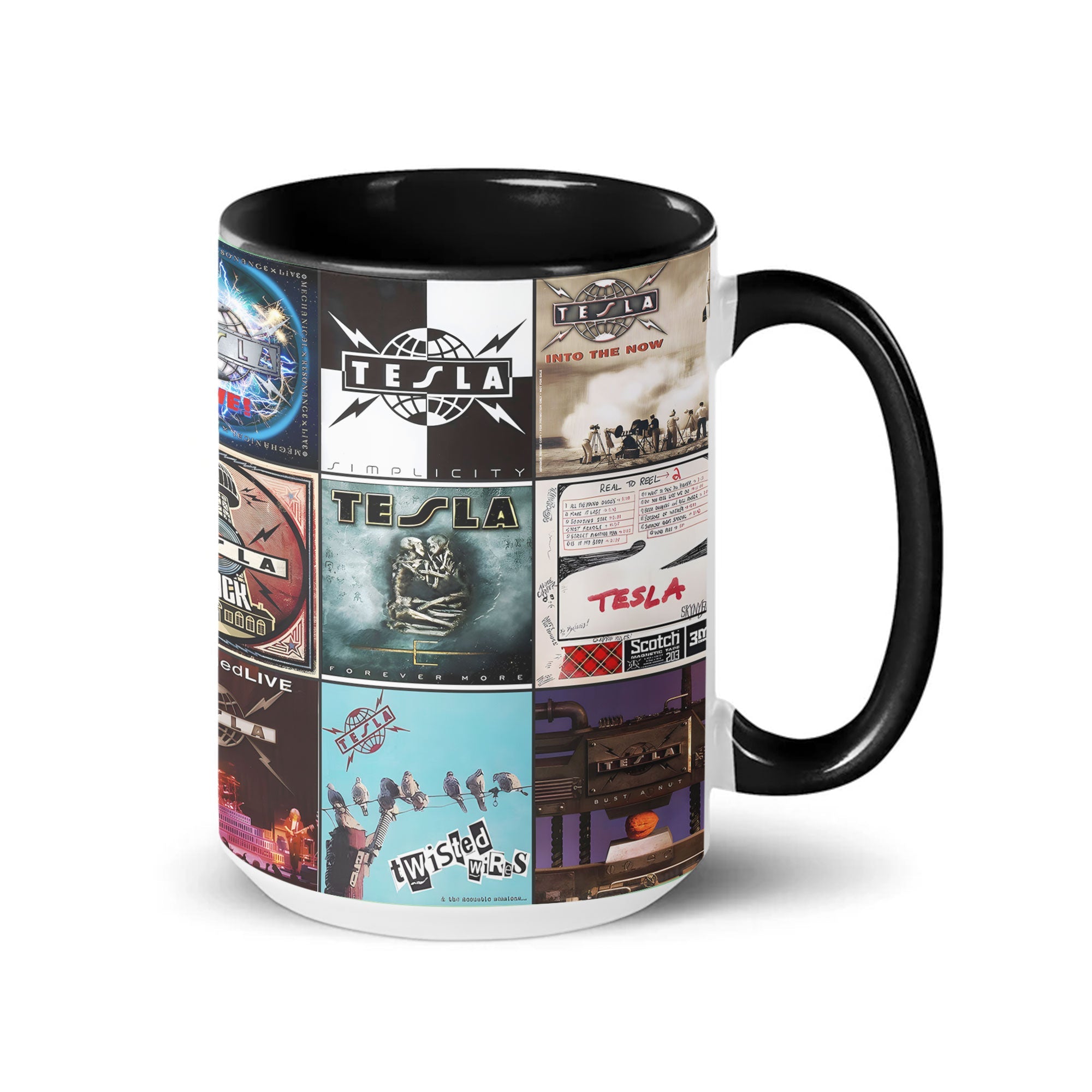 Tesla Band Accent Mug Iconic Album Cover Collage Gift for Rock Fans