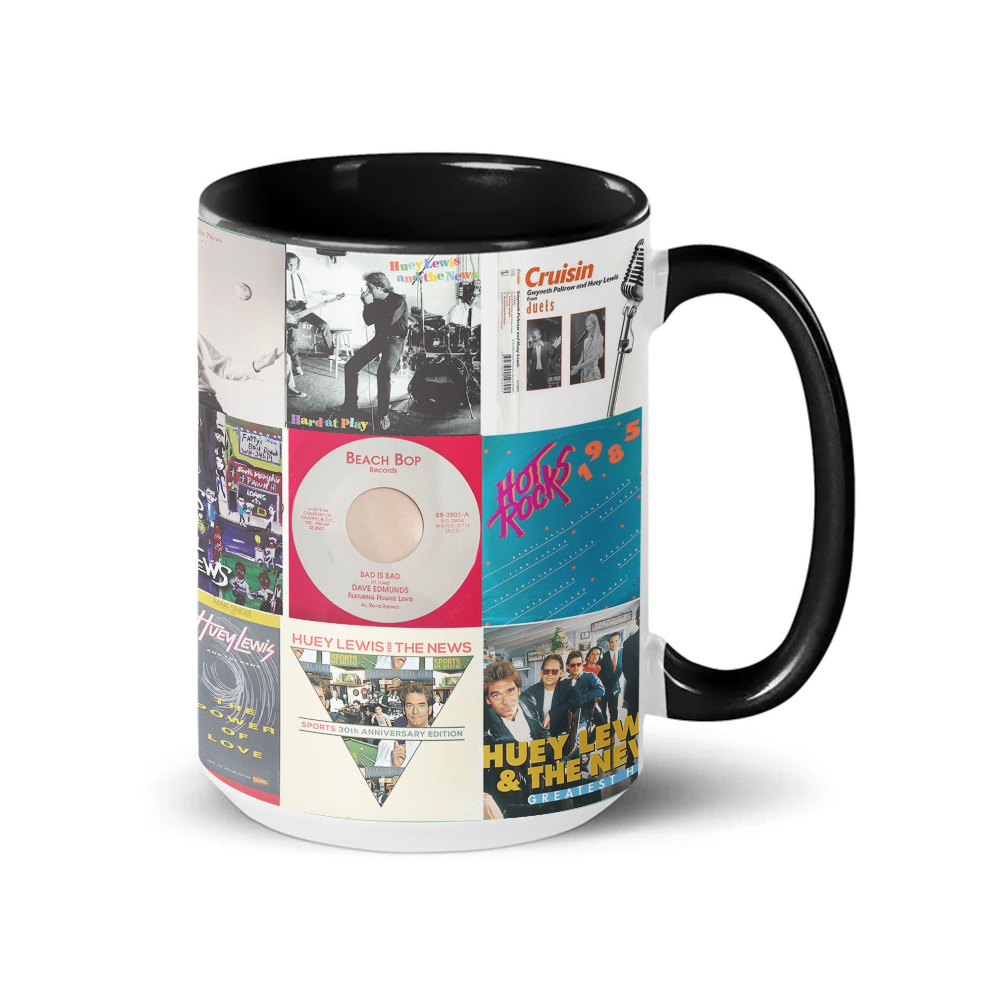 Huey Lewis & The News Accent Mug Classic Rock Hits Album Collage Gift