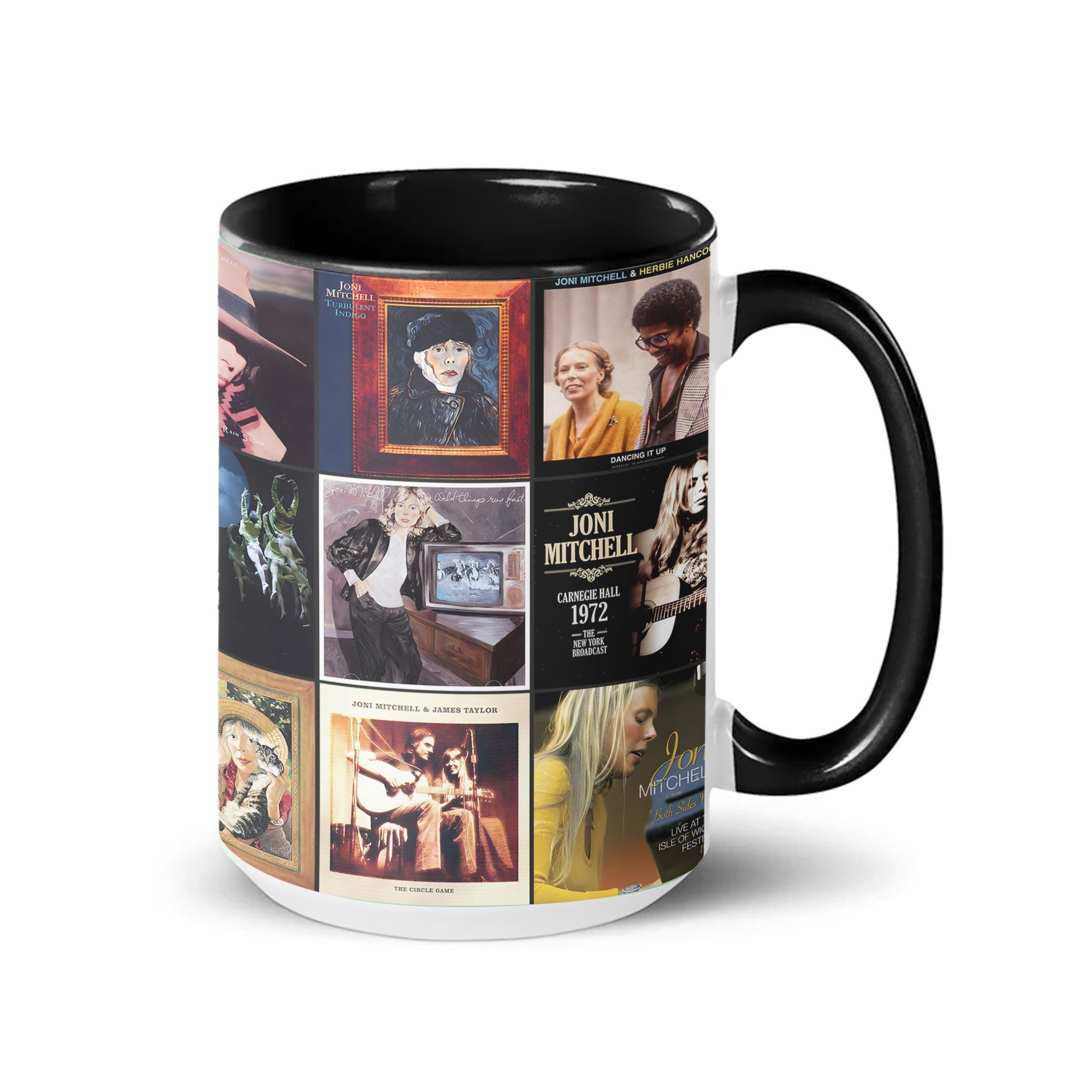 Joni Mitchell Accent Mug A Folk & Art-Pop Nostalgia Collage