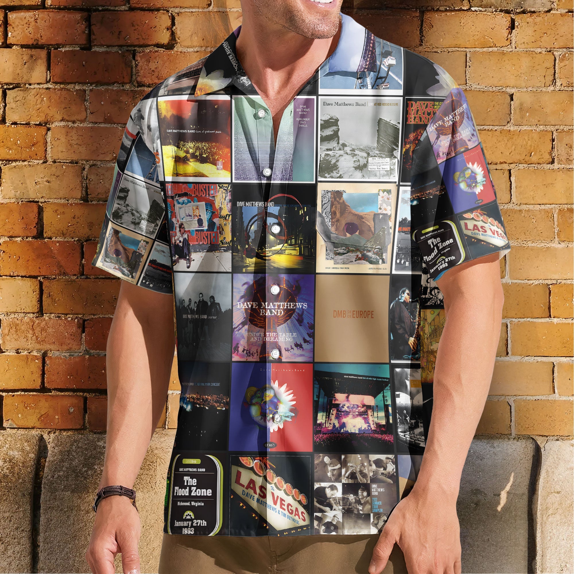 Dave Matthews Band Hawaiian Shirt – Album Cover Collage Jam Band Summer Button Up