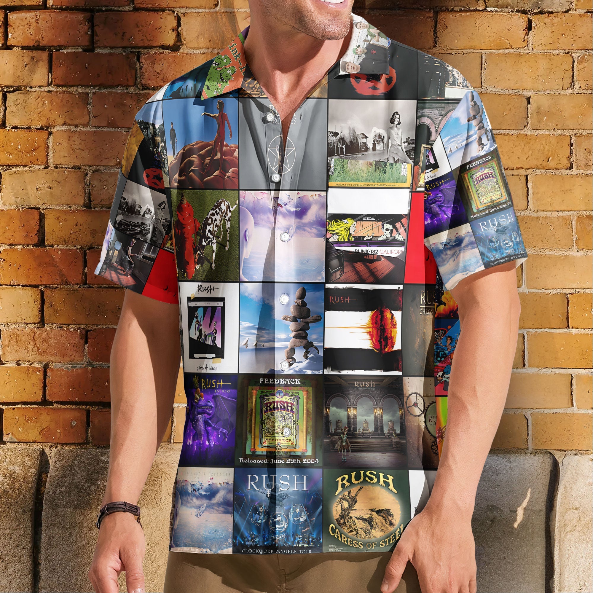 Rush Hawaiian Shirt – Album Cover Collage Progressive Rock Summer Button Up