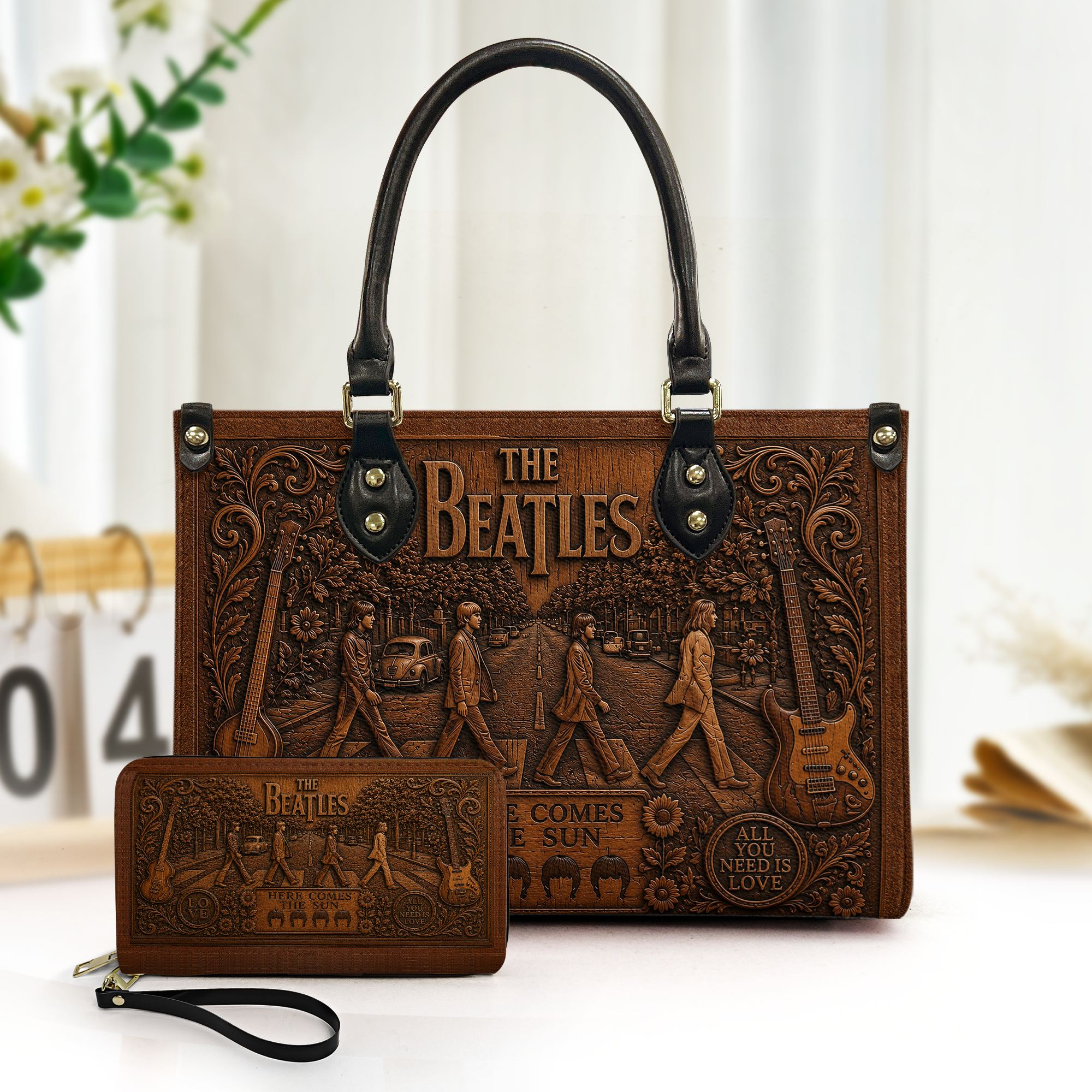 The Beatles Handbag, Tote Bag and Wallet Set, Abbey Road Inspired Vintage Rock Music Accessories, The Beatles Fan Gift
