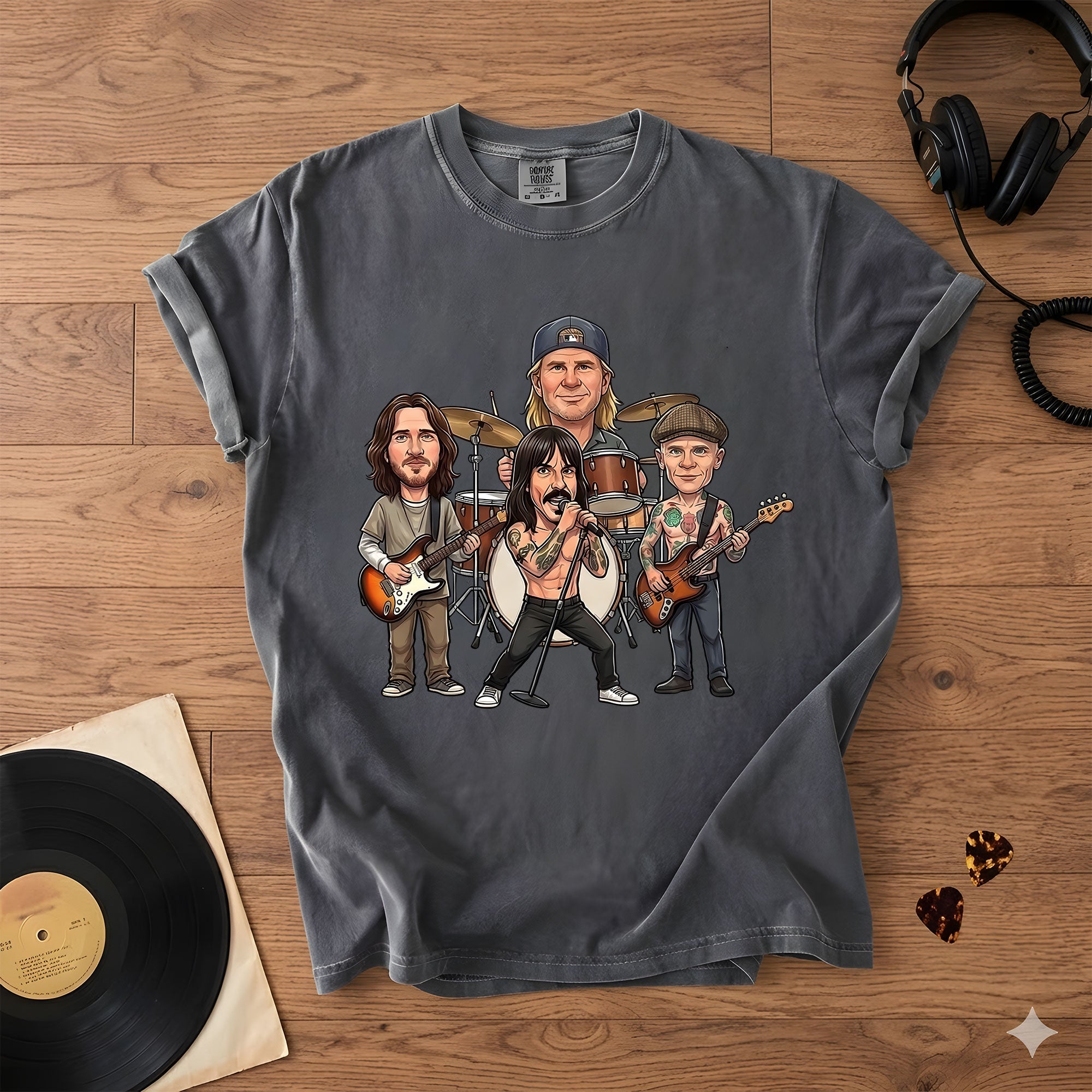 Red Hot Chili Peppers Band Caricature Comfort Tee Funny Music Lover T-Shirt, Retro Rock Graphic Shirt, Gift for Fans