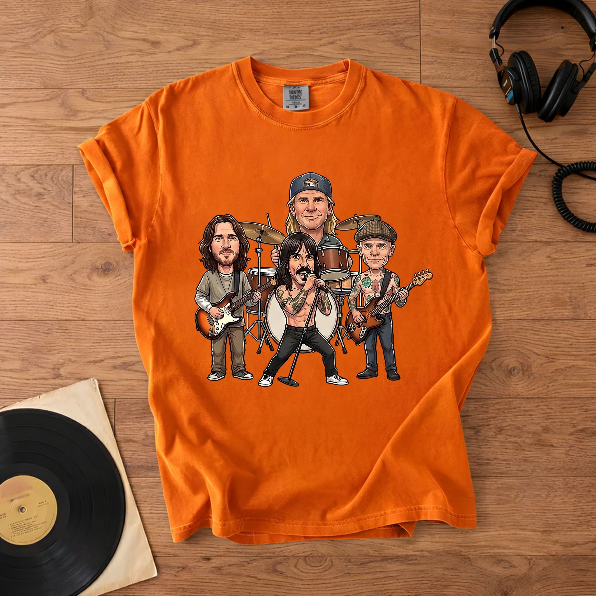 Red Hot Chili Peppers Band Caricature Comfort Tee Funny Music Lover T-Shirt, Retro Rock Graphic Shirt, Gift for Fans