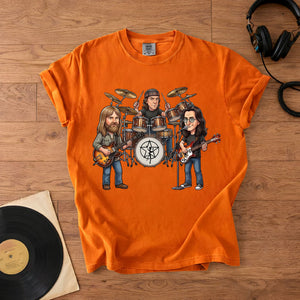 Rush Inspired Caricature Comfort Tee Vintage Progressive Rock Band Shirt, Funny Music Fan Gift, Classic Rock T-Shirt