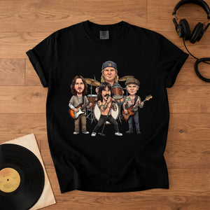 Red Hot Chili Peppers Band Caricature Comfort Tee Funny Music Lover T-Shirt, Retro Rock Graphic Shirt, Gift for Fans