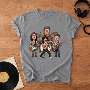 Red Hot Chili Peppers Band Caricature Comfort Tee Funny Music Lover T-Shirt, Retro Rock Graphic Shirt, Gift for Fans