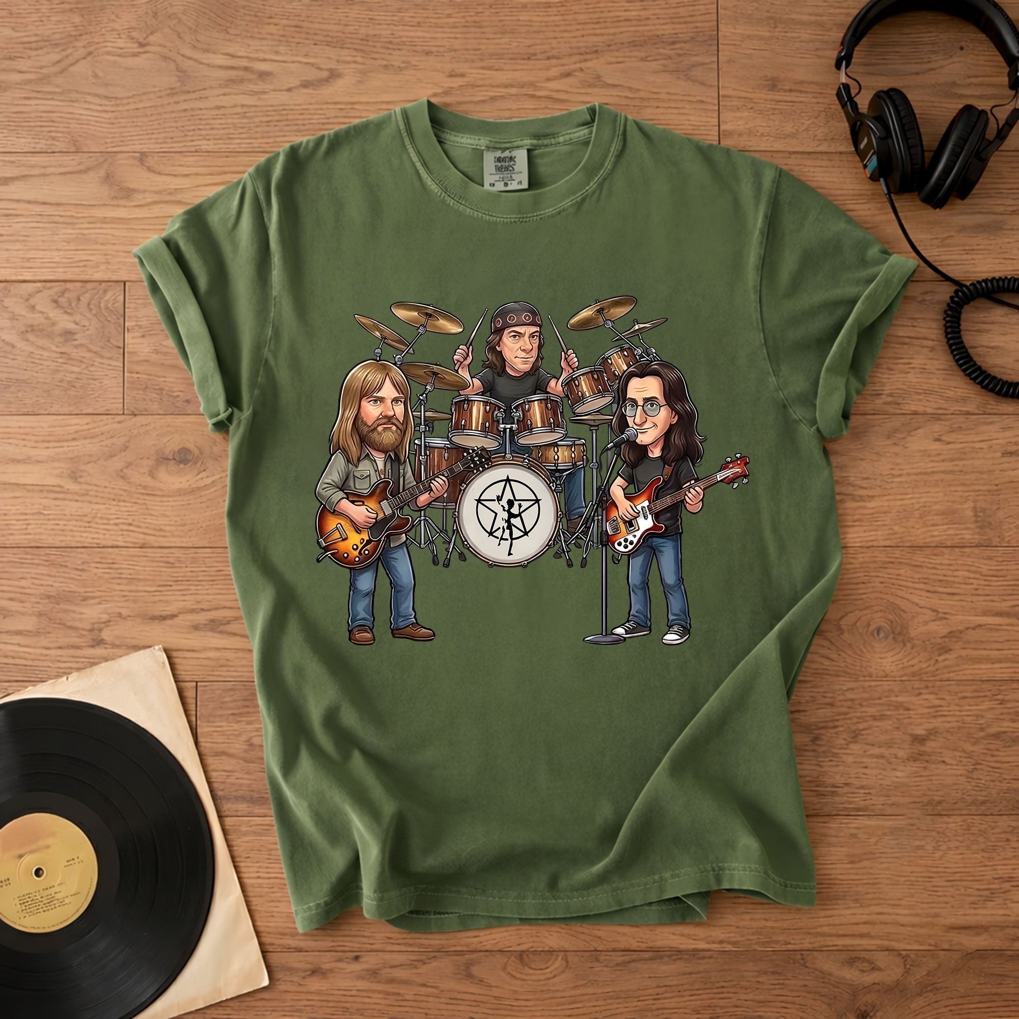 Rush Inspired Caricature Comfort Tee Vintage Progressive Rock Band Shirt, Funny Music Fan Gift, Classic Rock T-Shirt