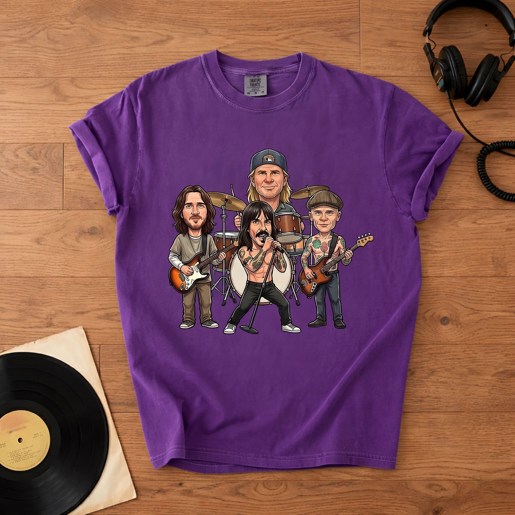 Red Hot Chili Peppers Band Caricature Comfort Tee Funny Music Lover T-Shirt, Retro Rock Graphic Shirt, Gift for Fans