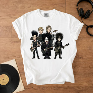 The Cure Inspired Caricature Comfort Tee, Gothic Rock Band Shirt, Dark Aesthetic T-Shirt, 80s Alternative Music Gift