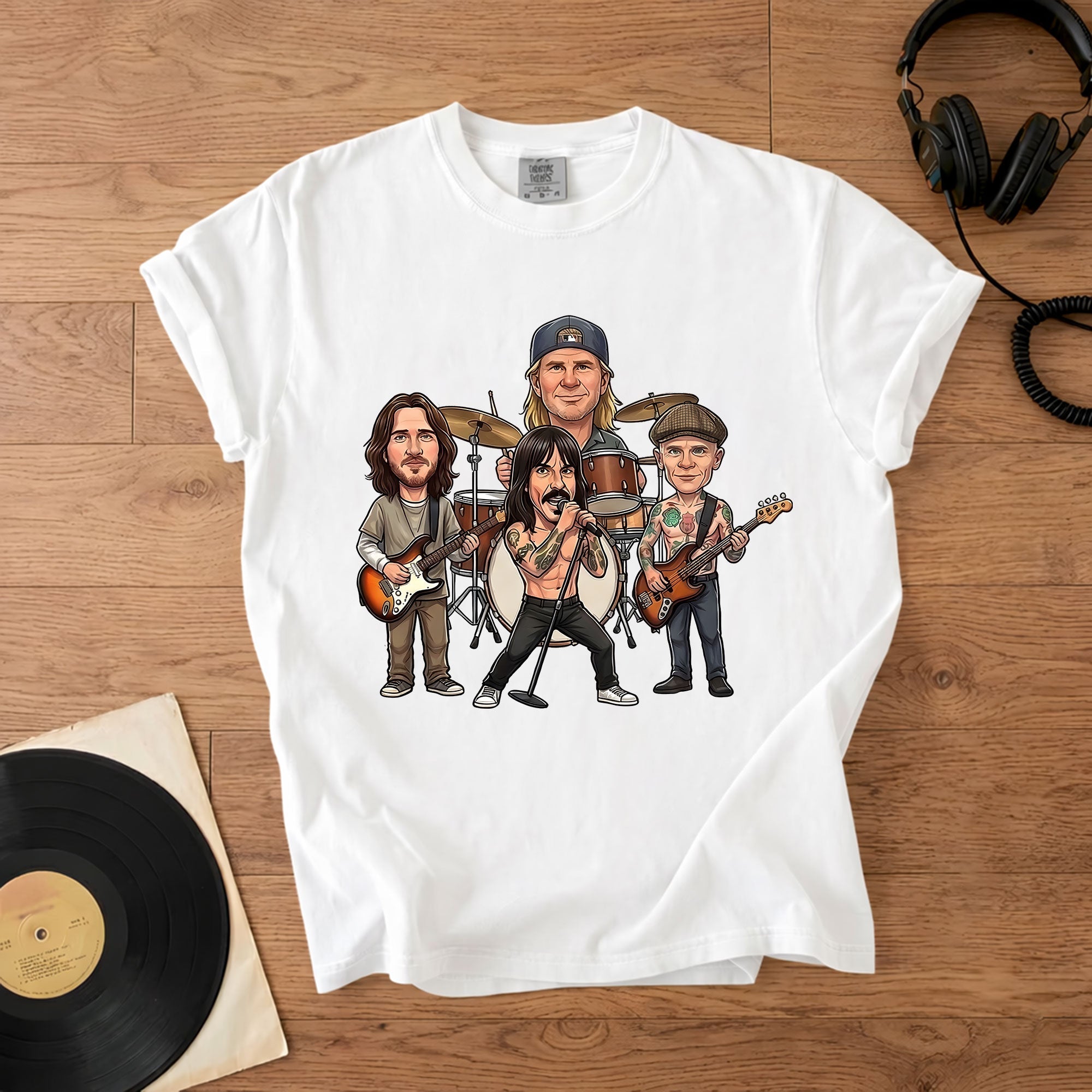 Red Hot Chili Peppers Band Caricature Comfort Tee Funny Music Lover T-Shirt, Retro Rock Graphic Shirt, Gift for Fans