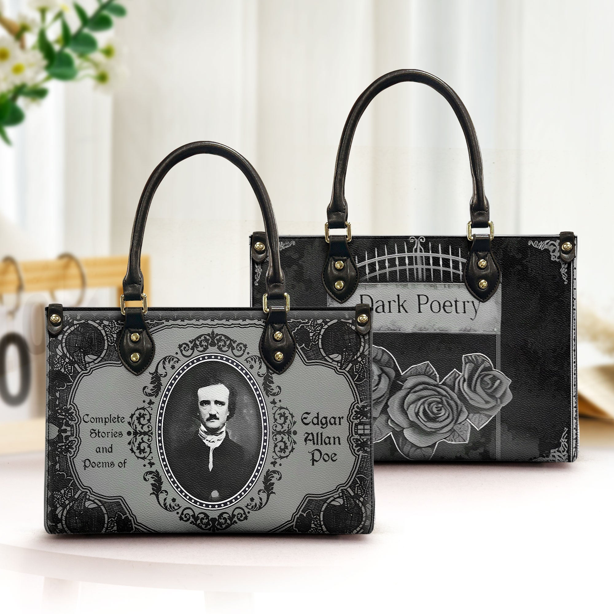 Edgar Allan Poe Gothic Leather Handbag Dark Poetry Inspired Purse