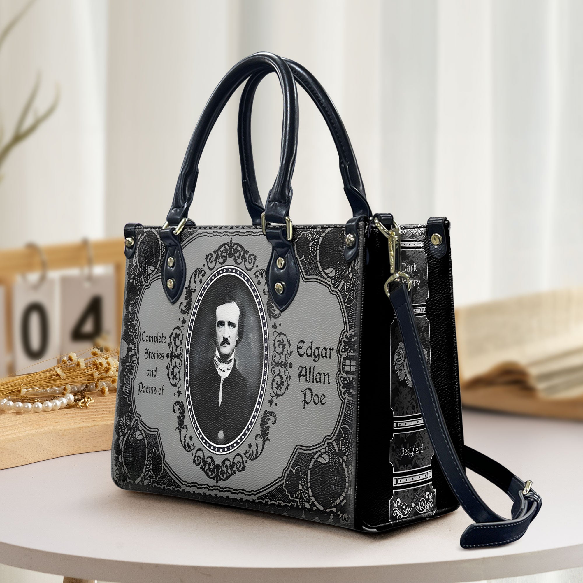 Edgar Allan Poe Gothic Leather Handbag Dark Poetry Inspired Purse