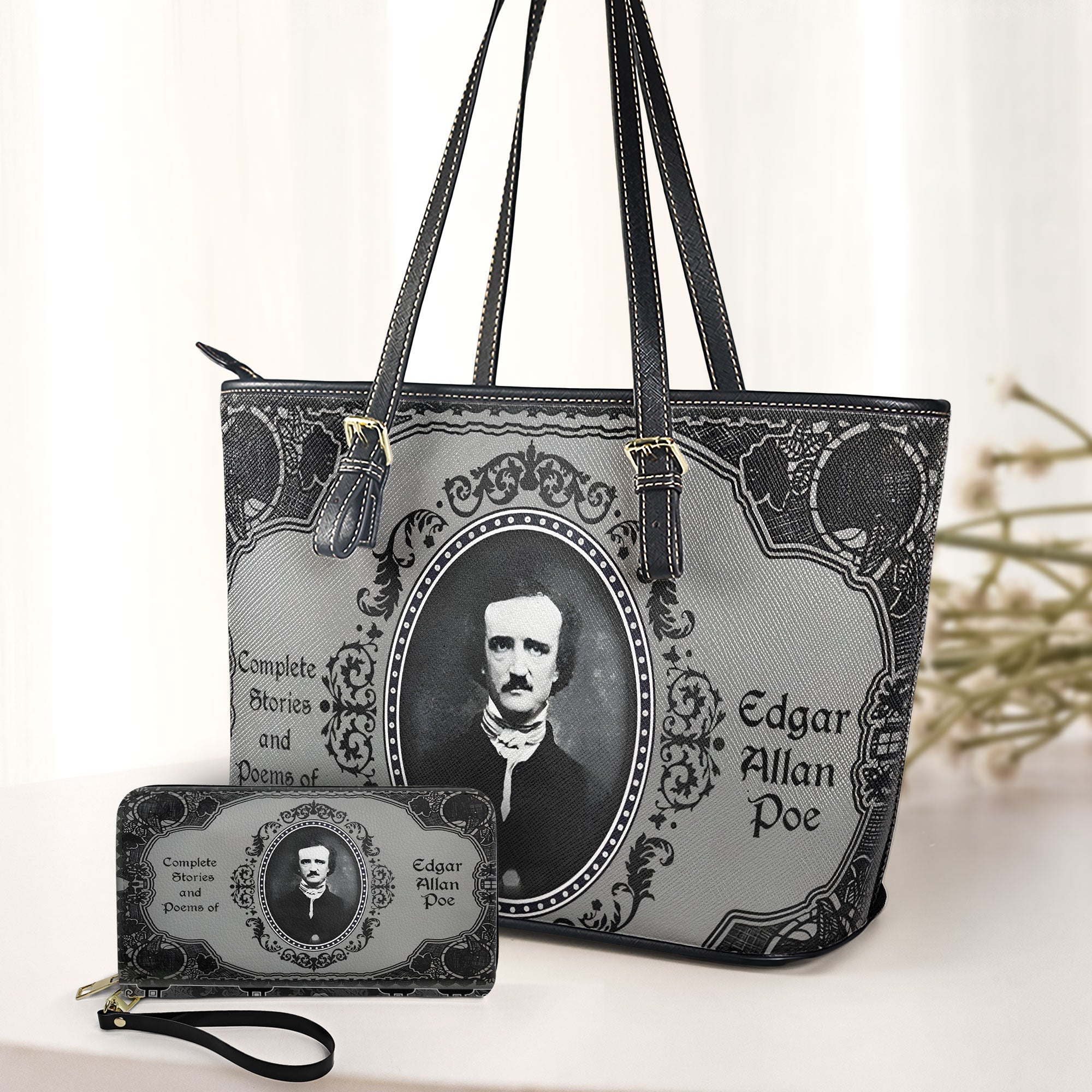 Edgar Allan Poe Gothic Leather Handbag Dark Poetry Inspired Purse