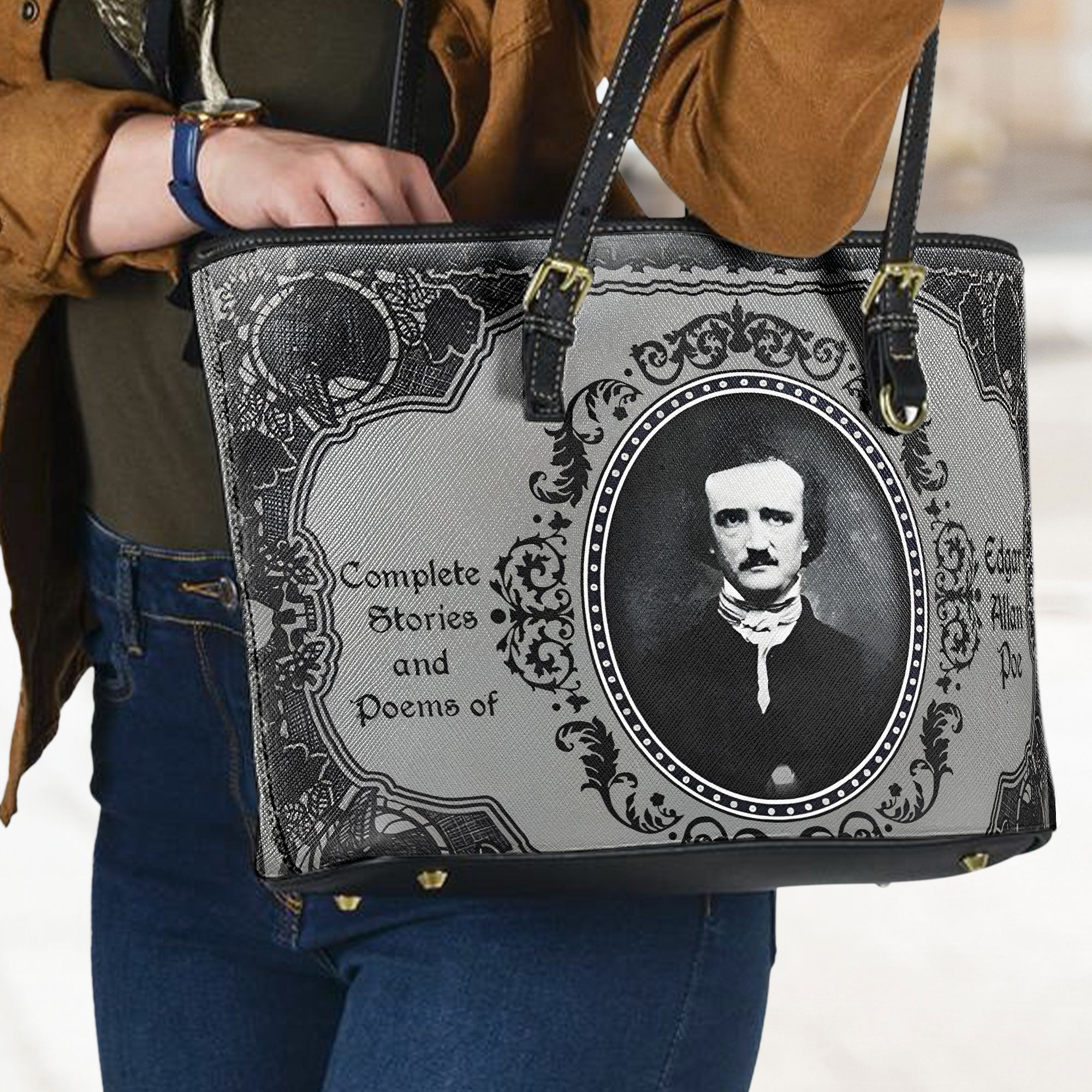 Edgar Allan Poe Gothic Leather Handbag Dark Poetry Inspired Purse