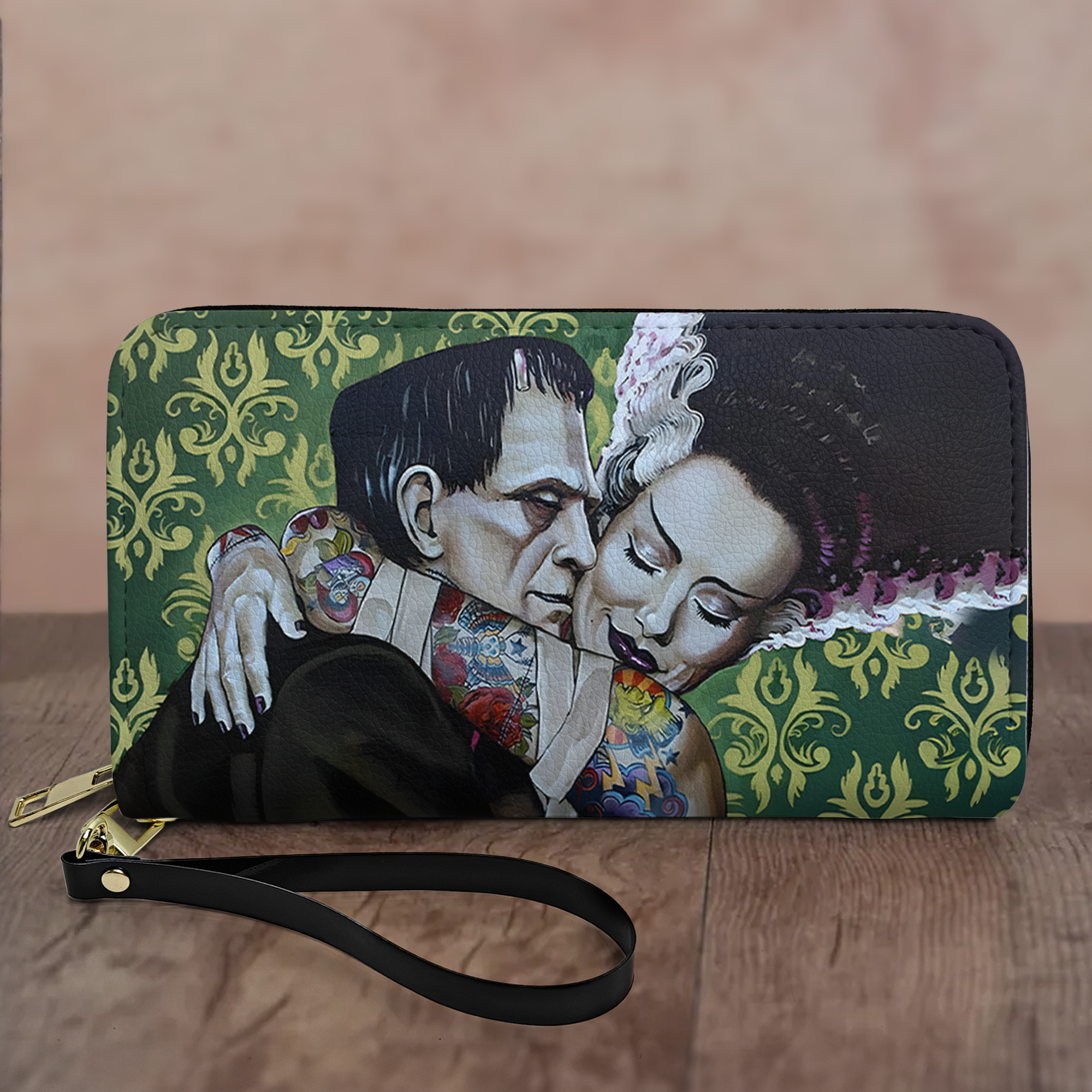 Gothic Romance Leather Handbag Frankenstein & Bride