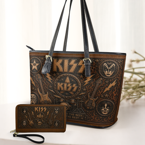 KISS Handbag, Tote Bag and Wallet Set - Vintage Embossed Purse Set Hard Rock Fan Gift