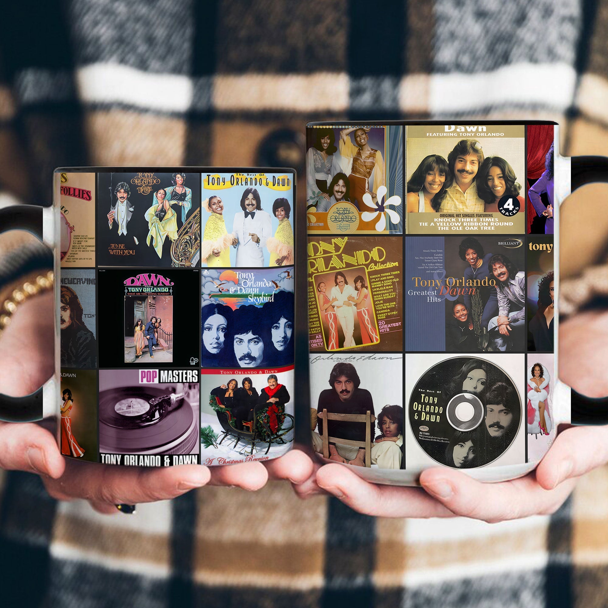 Tony Orlando & Dawn Accent Mug Pop & Soul Classics Album Collage Gift
