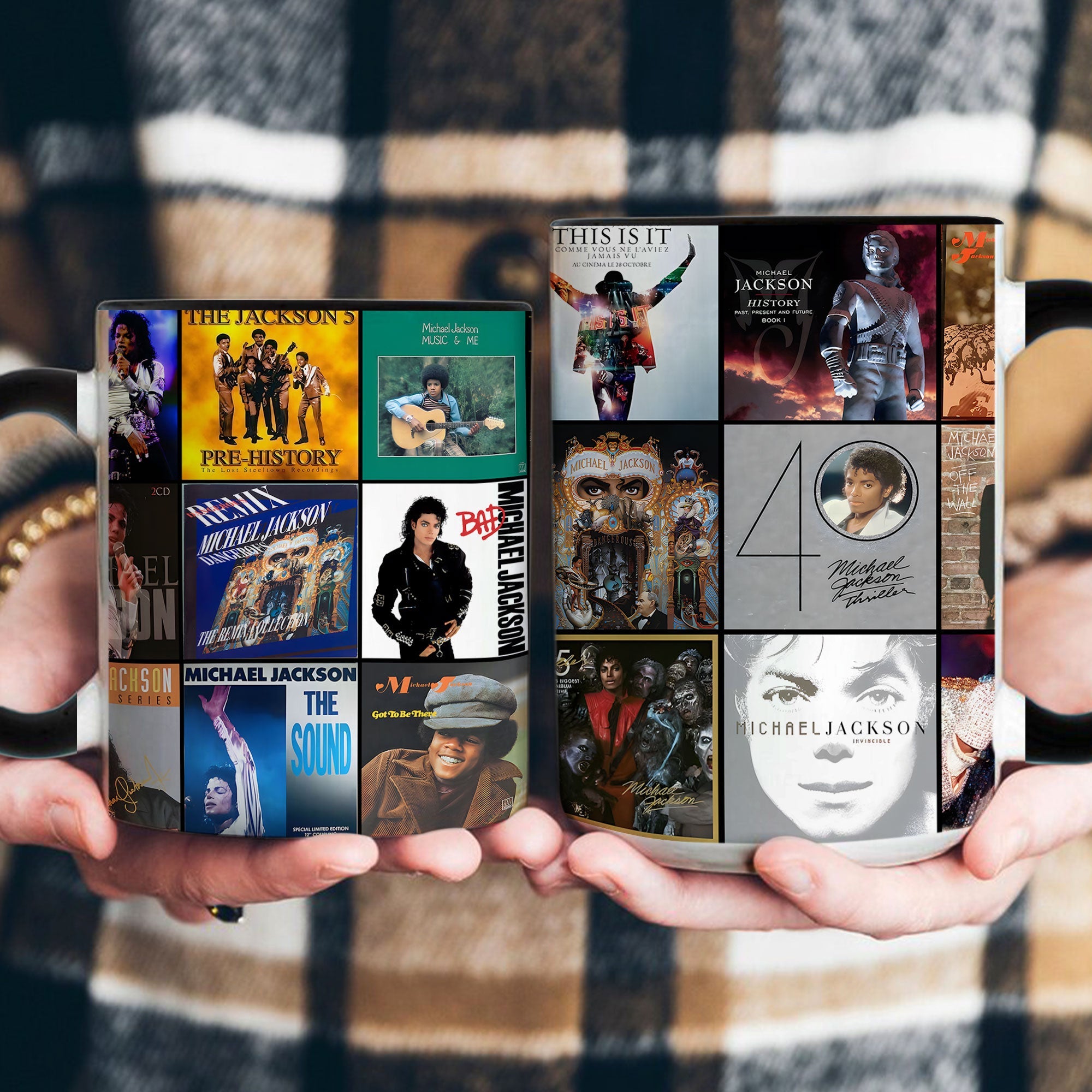 Michael Jackson Accent Mug Classic Album Cover Collage Gift for Music Lovers