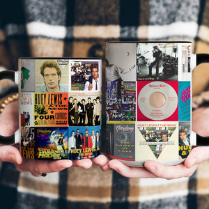 Huey Lewis & The News Accent Mug Classic Rock Hits Album Collage Gift