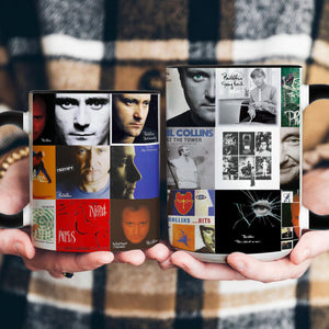 Phil Collins Accent Mug Timeless Pop & Rock Album Collage Gift