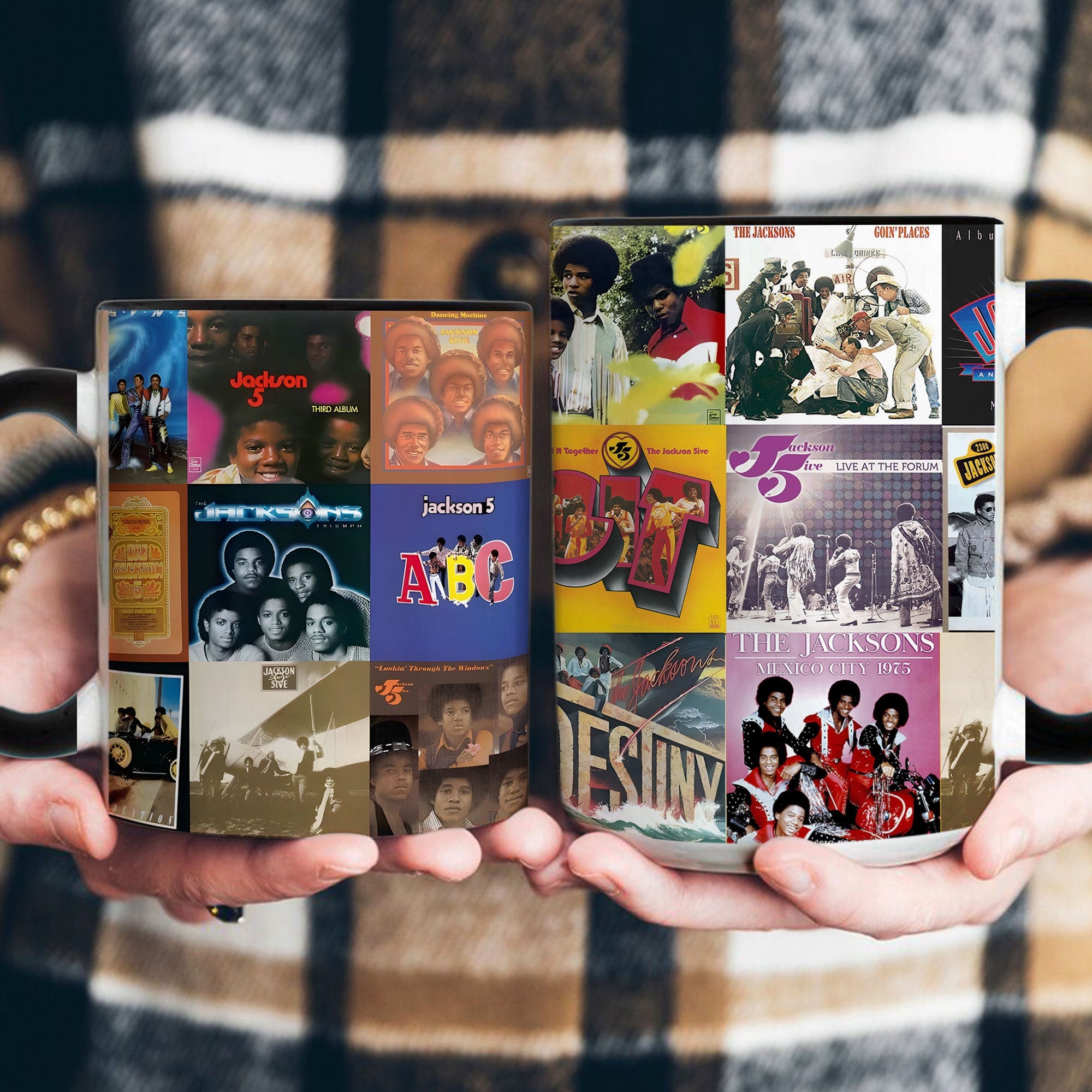 Jackson 5 Accent Mug Retro Album Cover Collage Gift for Motown Fans