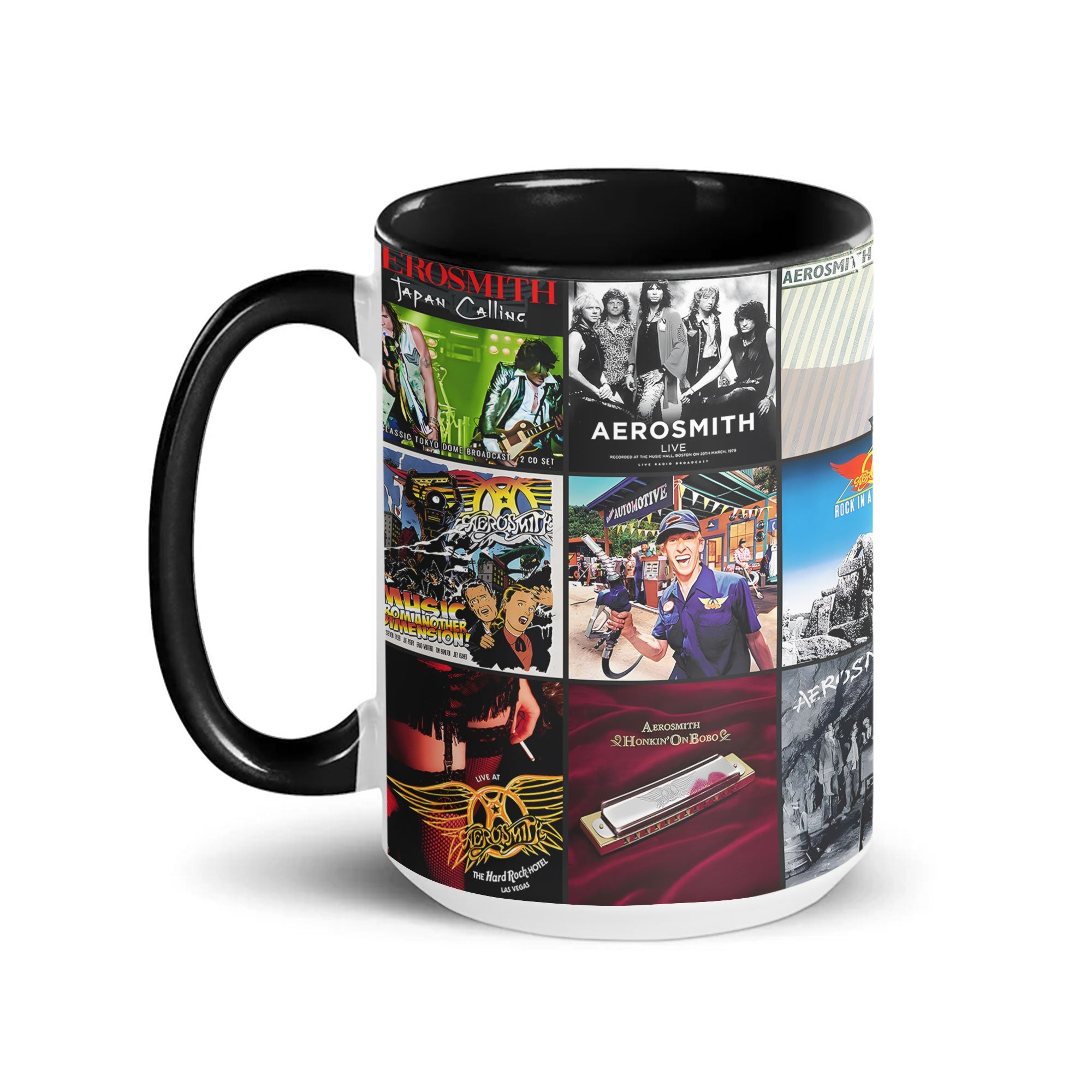 Aerosmith Accent Mug Classic Album Cover Collage Gift for Music Lovers