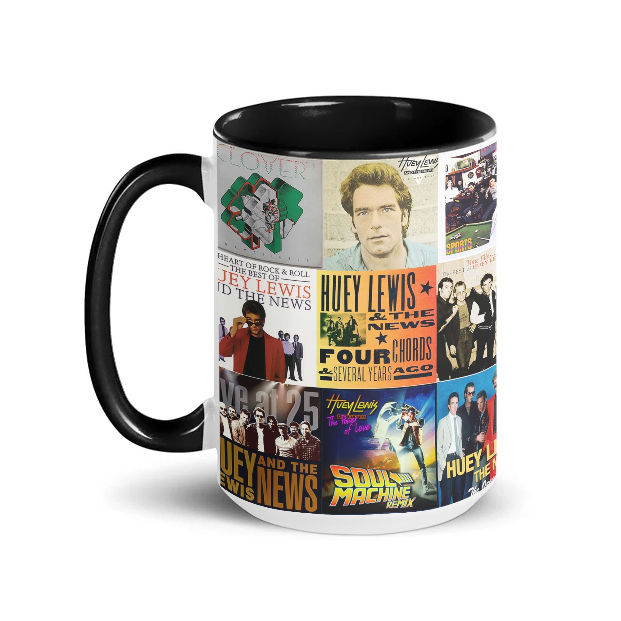 Huey Lewis & The News Accent Mug Classic Rock Hits Album Collage Gift