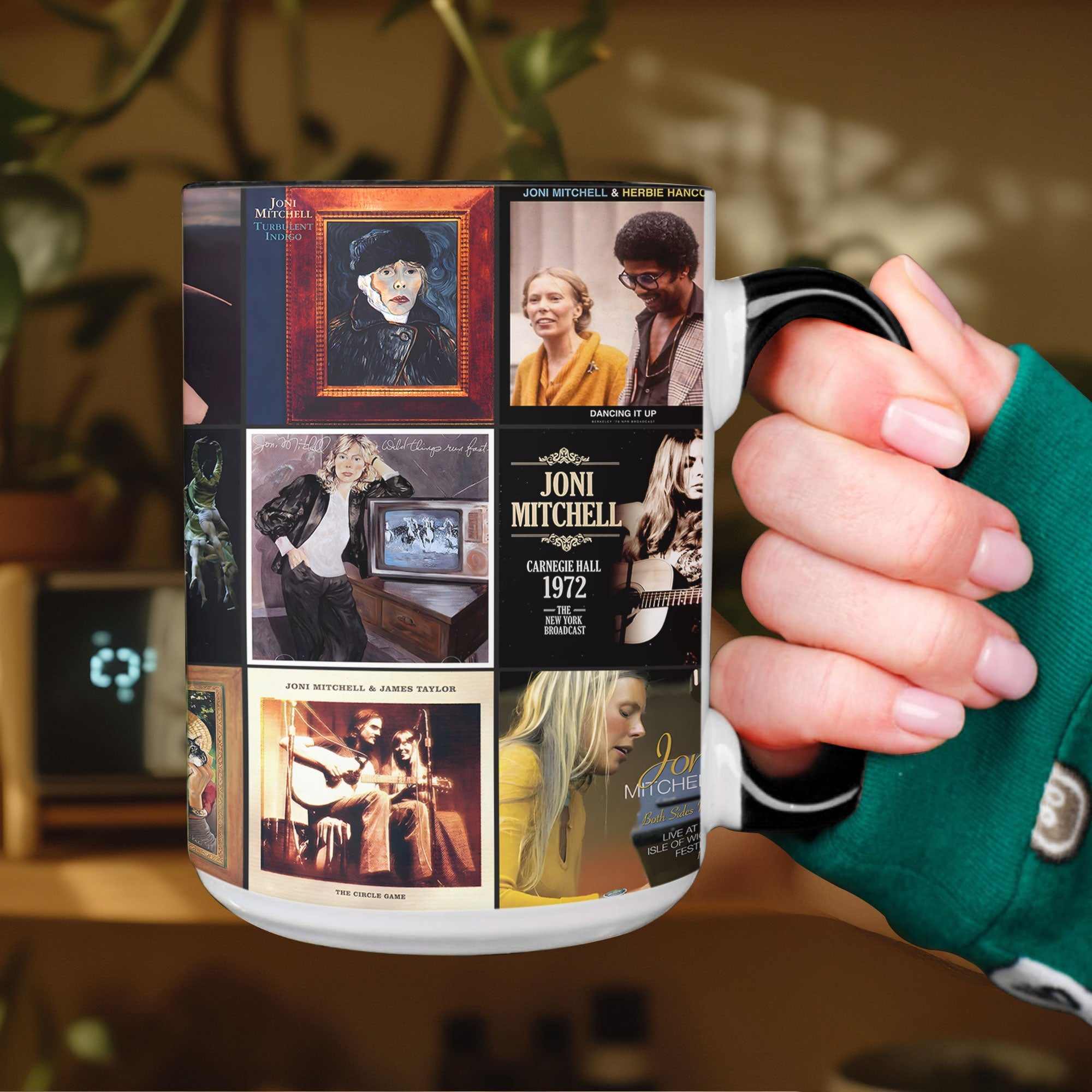 Joni Mitchell Accent Mug A Folk & Art-Pop Nostalgia Collage