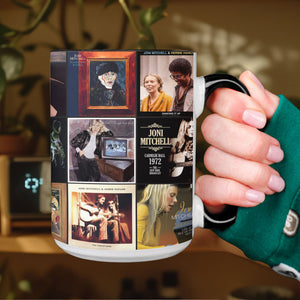 Joni Mitchell Accent Mug A Folk & Art-Pop Nostalgia Collage