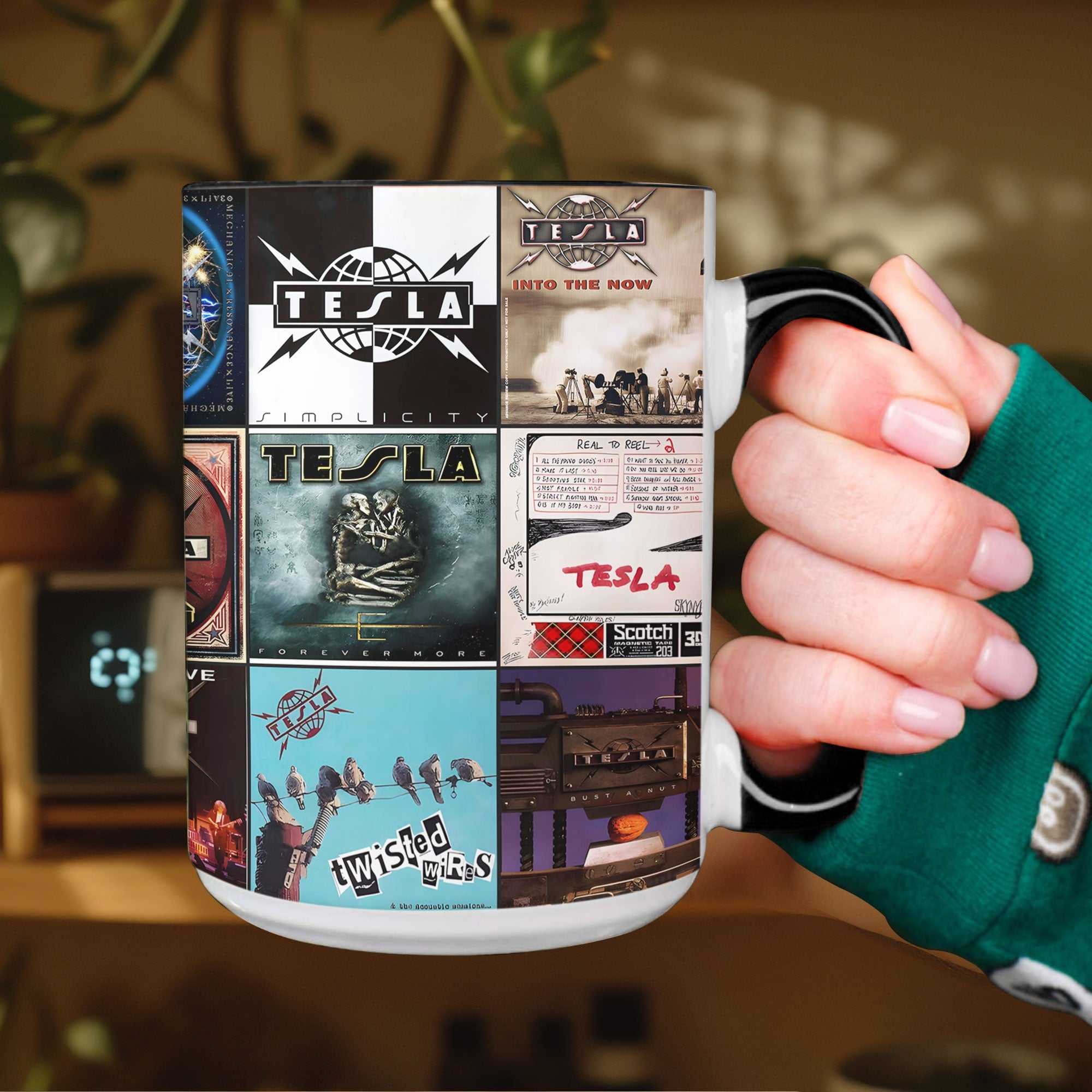 Tesla Band Accent Mug Iconic Album Cover Collage Gift for Rock Fans