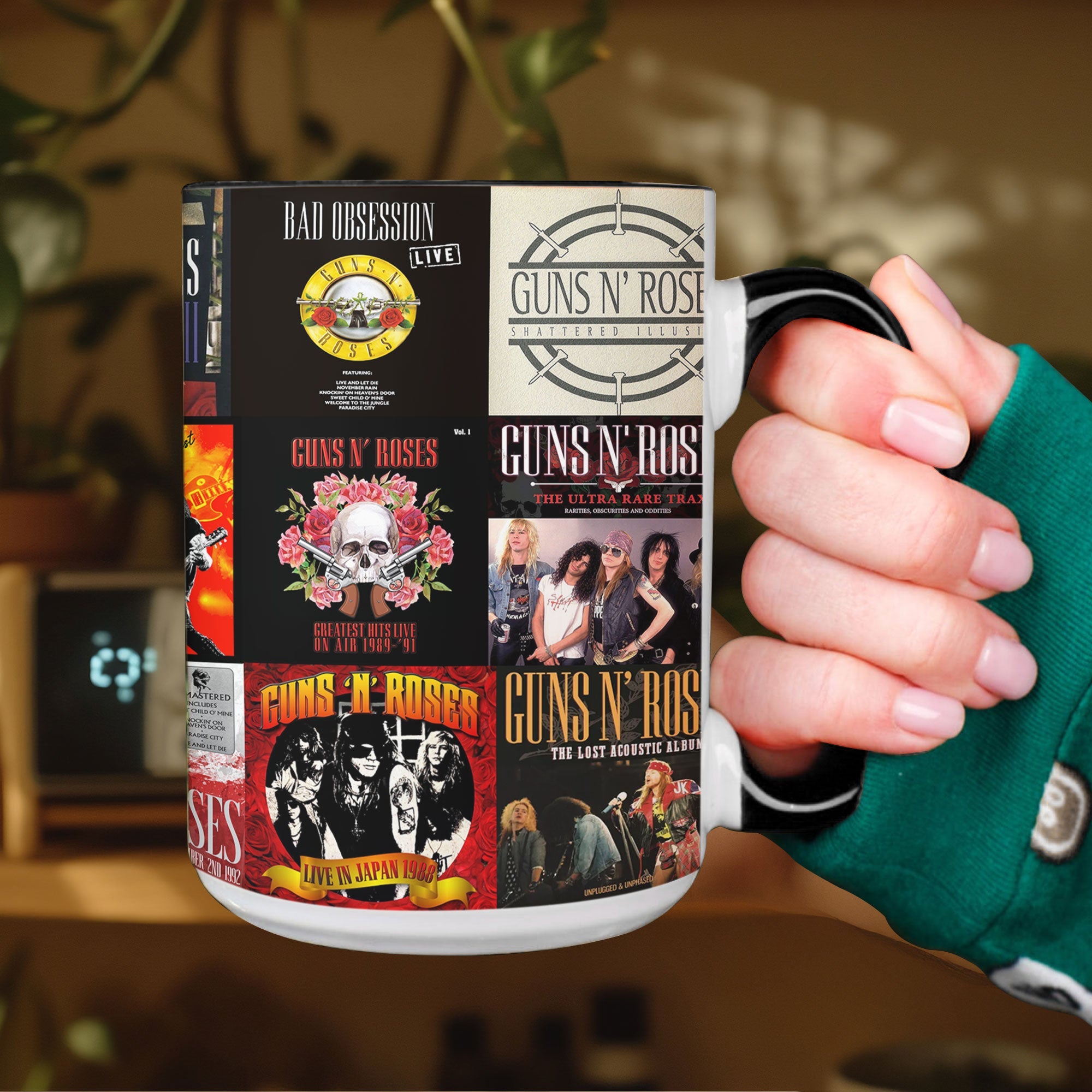 Guns N’ Roses Accent Mug Classic Album Cover Collage Gift for Rock Fans