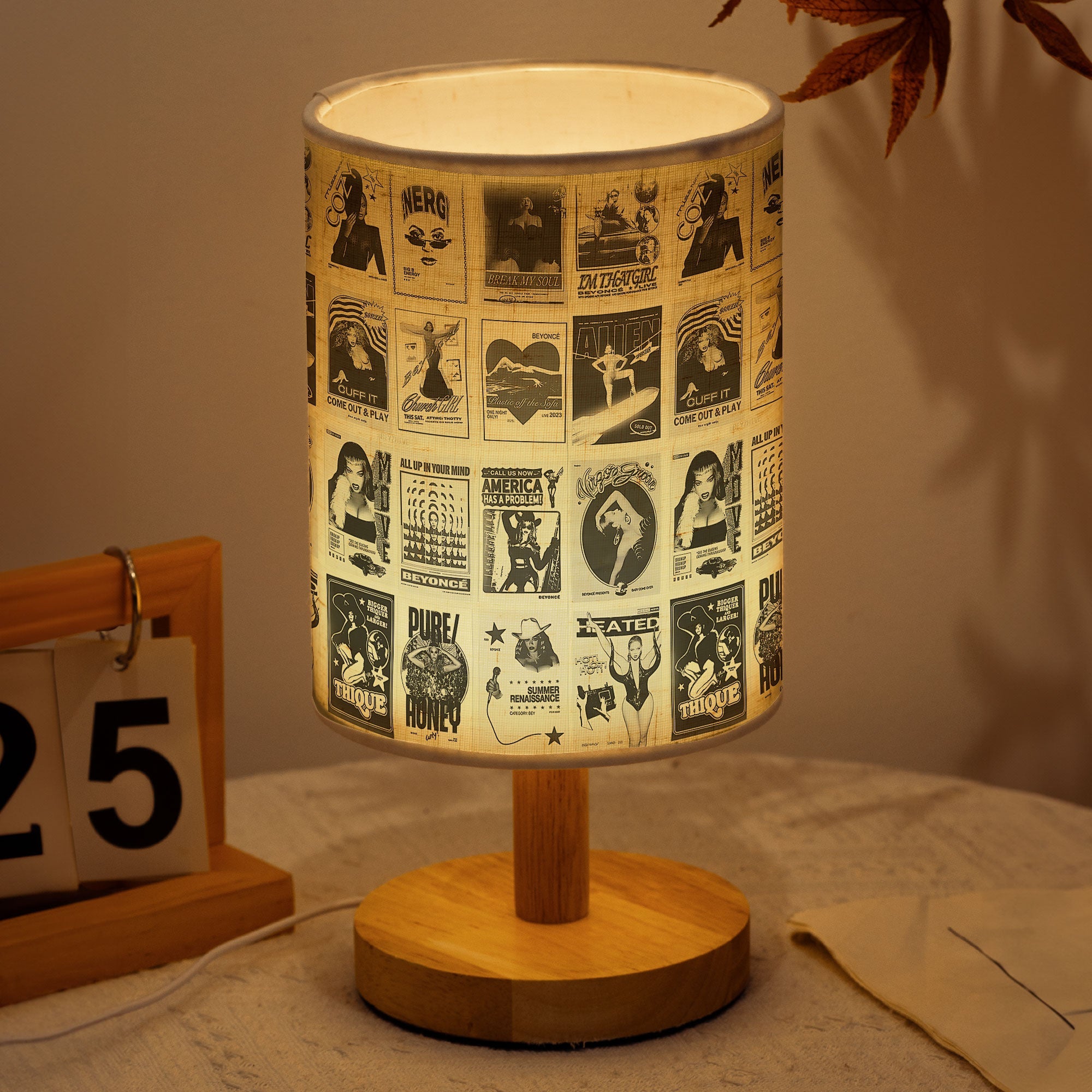 Beyoncé Album Cover Collage Fabric Lamp Vintage Music & Pop Art Decor