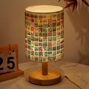 Vintage Beatles Album Cover Collage Table Fabric Lamp