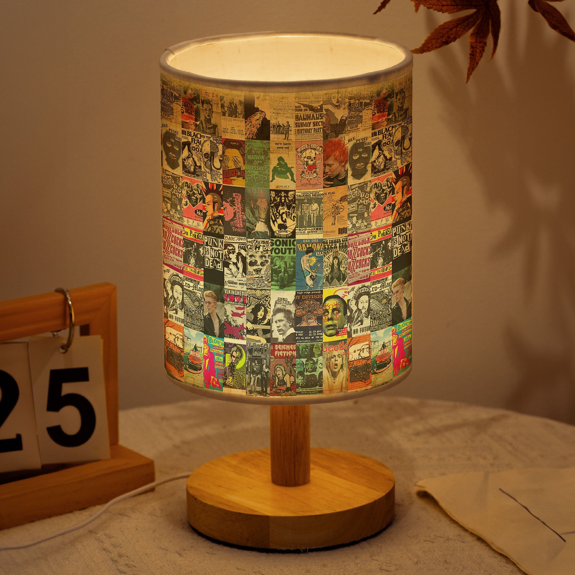 Vintage Punk Rock Poster Table Lamp Retro Music Inspired Home Decor