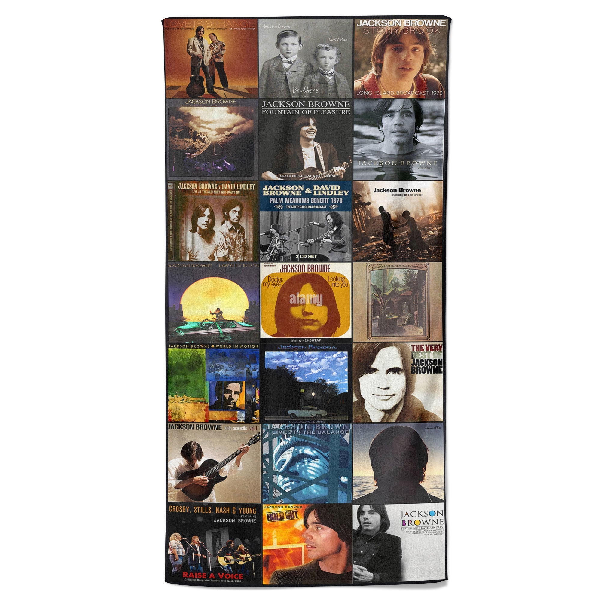 Jackson Browne Beach Towel Album Cover Collage Classic Rock Towel