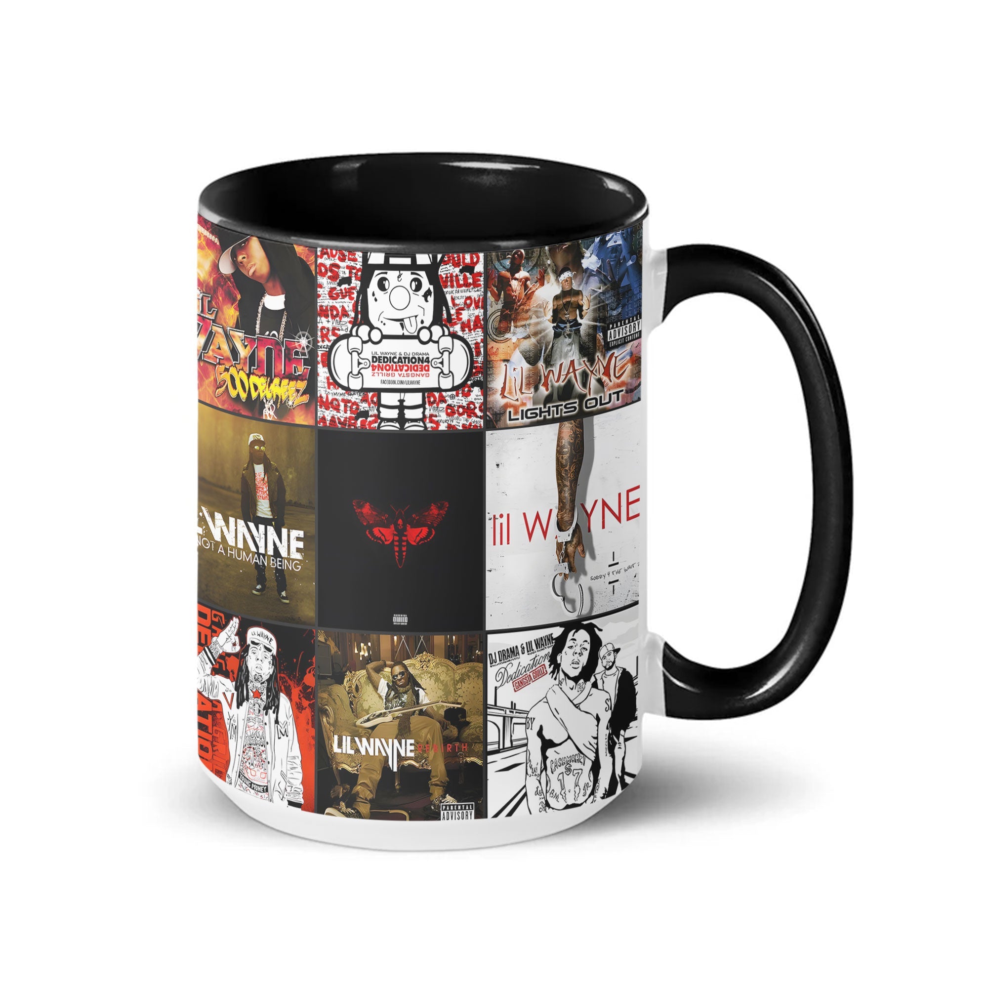Lil Wayne Accent Mug Album Cover Collage for Hip-Hop Fans