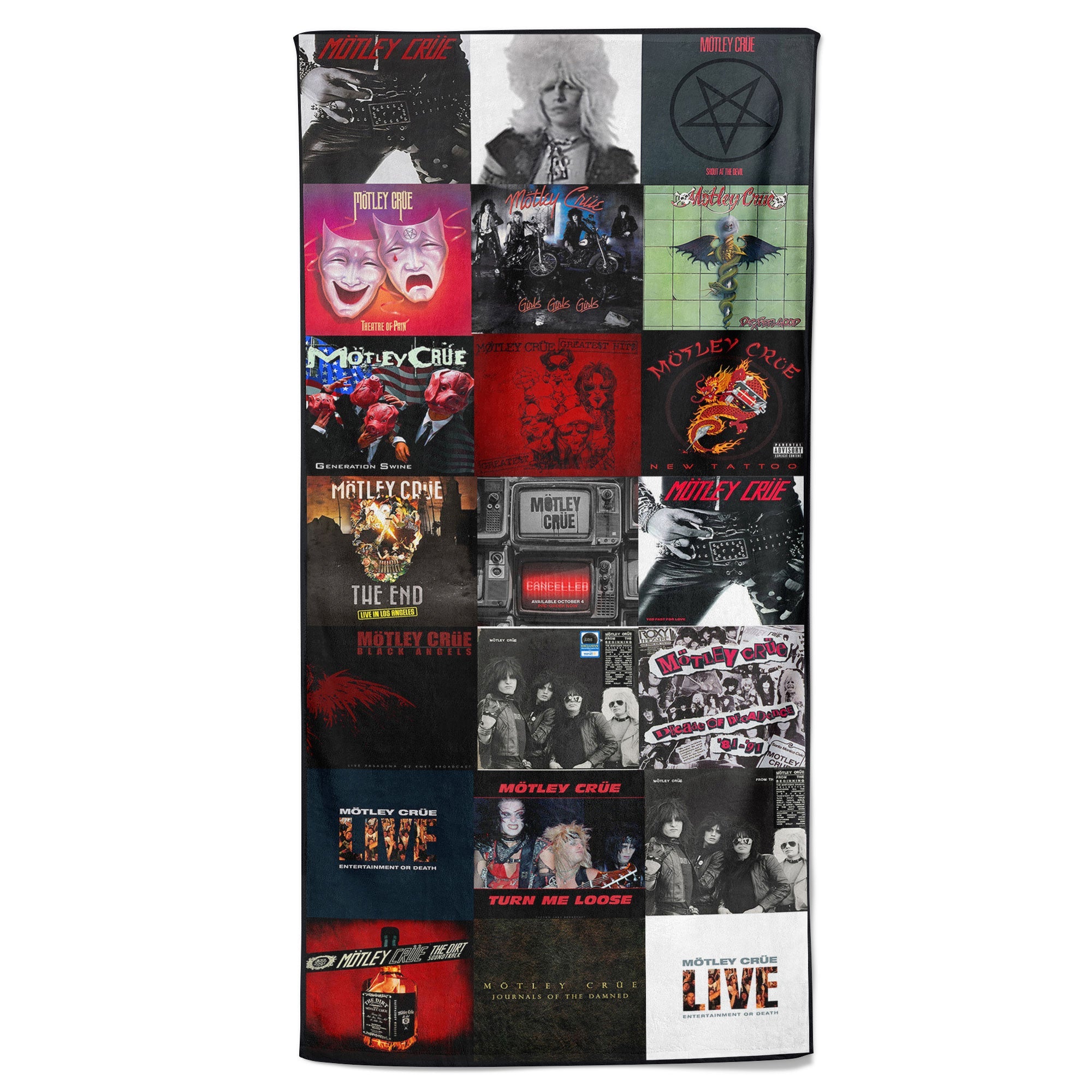 Mötley Crüe Beach Towel Album Cover Collage Heavy Meatal Towel