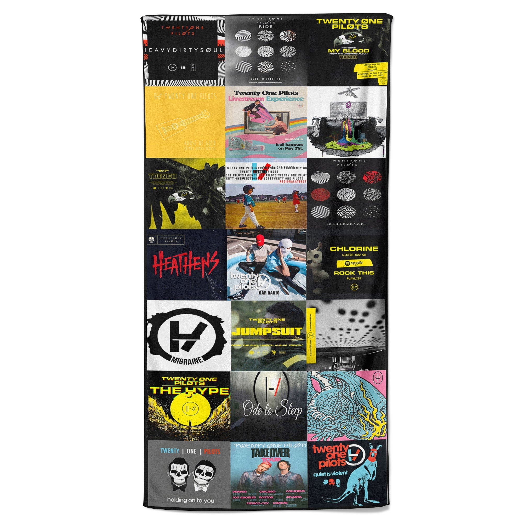 Twenty One Pilots Beach Towel Album Cover Collage Classic Rock Towel