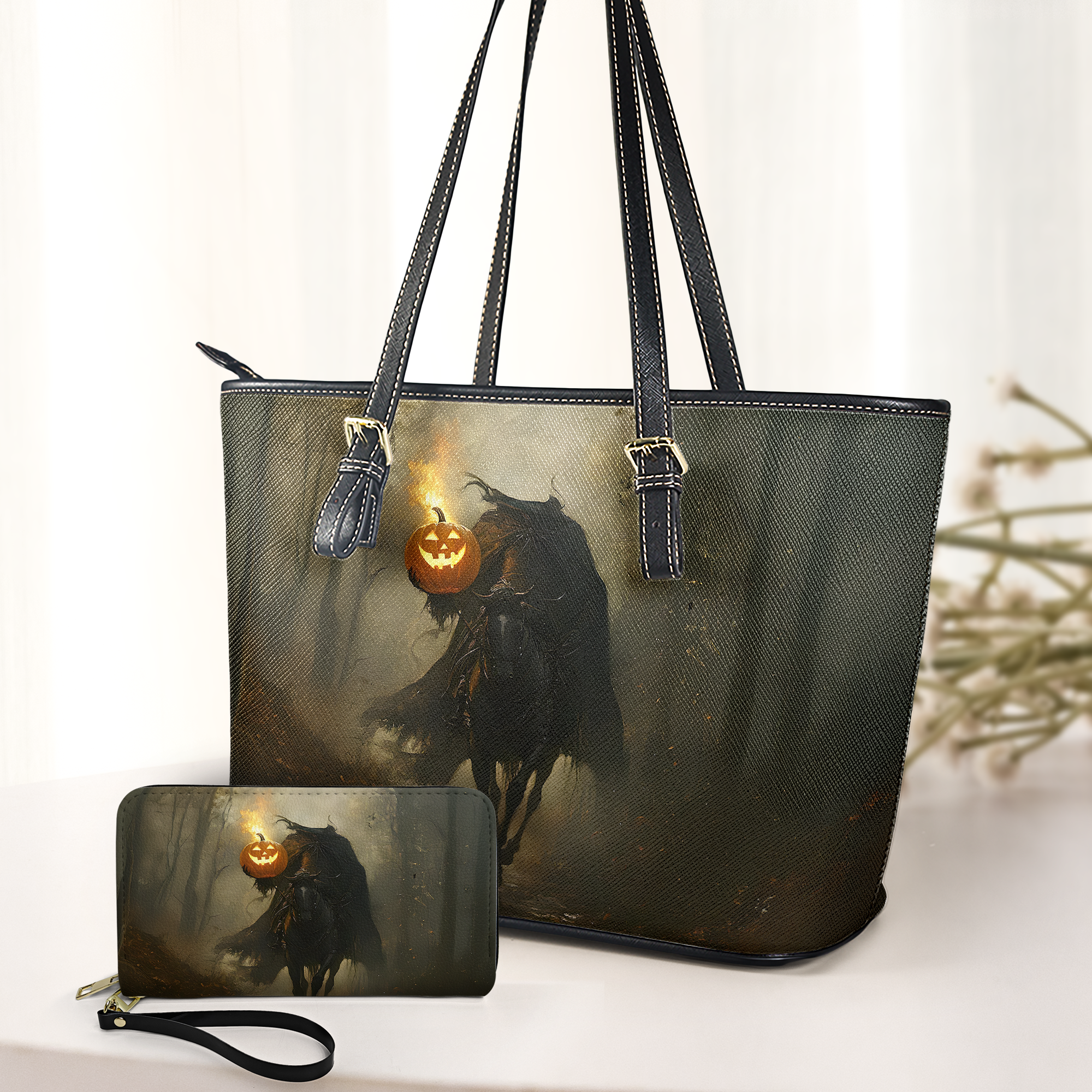 Headless Horseman Leather Handbag & Wallet Set Gothic Halloween Fantasy