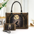 Raven Grimoire Leather Journal Gothic Leather Handbag & Wallet Set