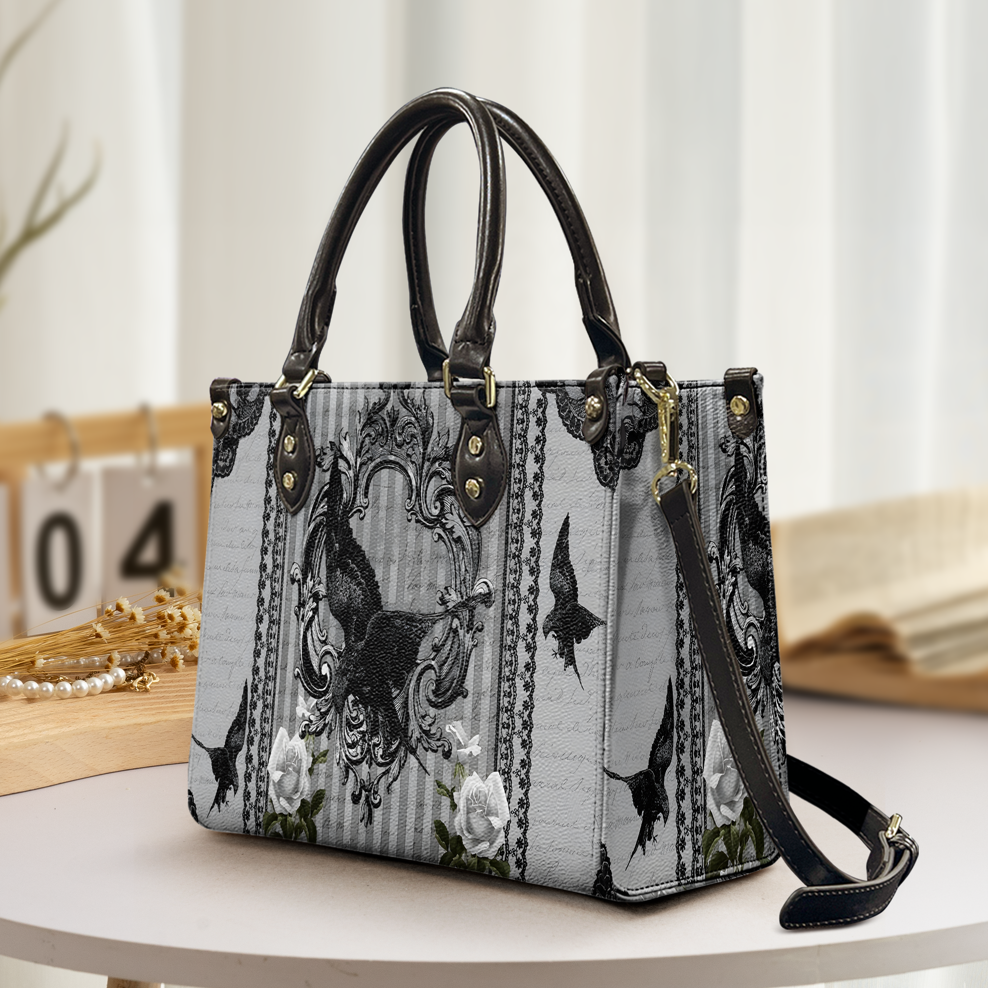 The Raven Gothic Leather Handbag & Wallet Set Whispers of Poe’s Midnight
