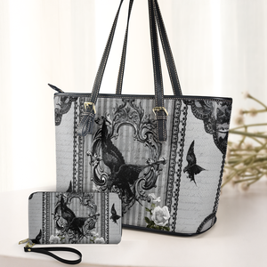 The Raven Gothic Leather Handbag & Wallet Set Whispers of Poe’s Midnight