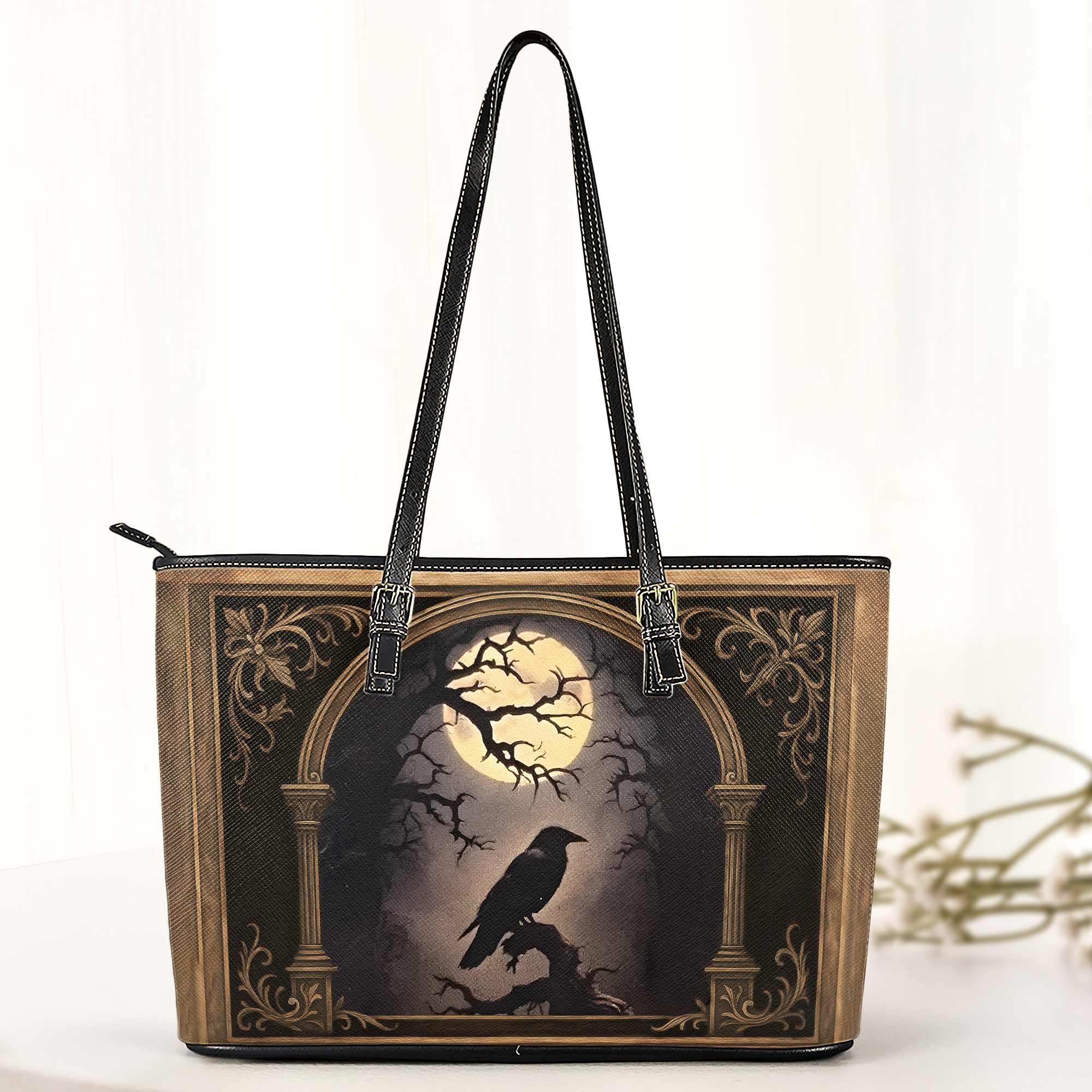 Raven Grimoire Leather Journal Gothic Leather Handbag & Wallet Set