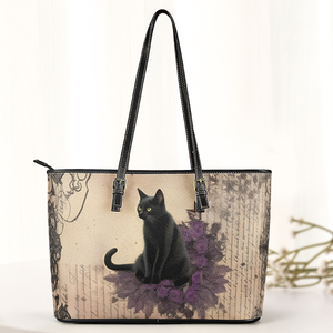 Mystic Black Cat Leather Handbag & Wallet Set