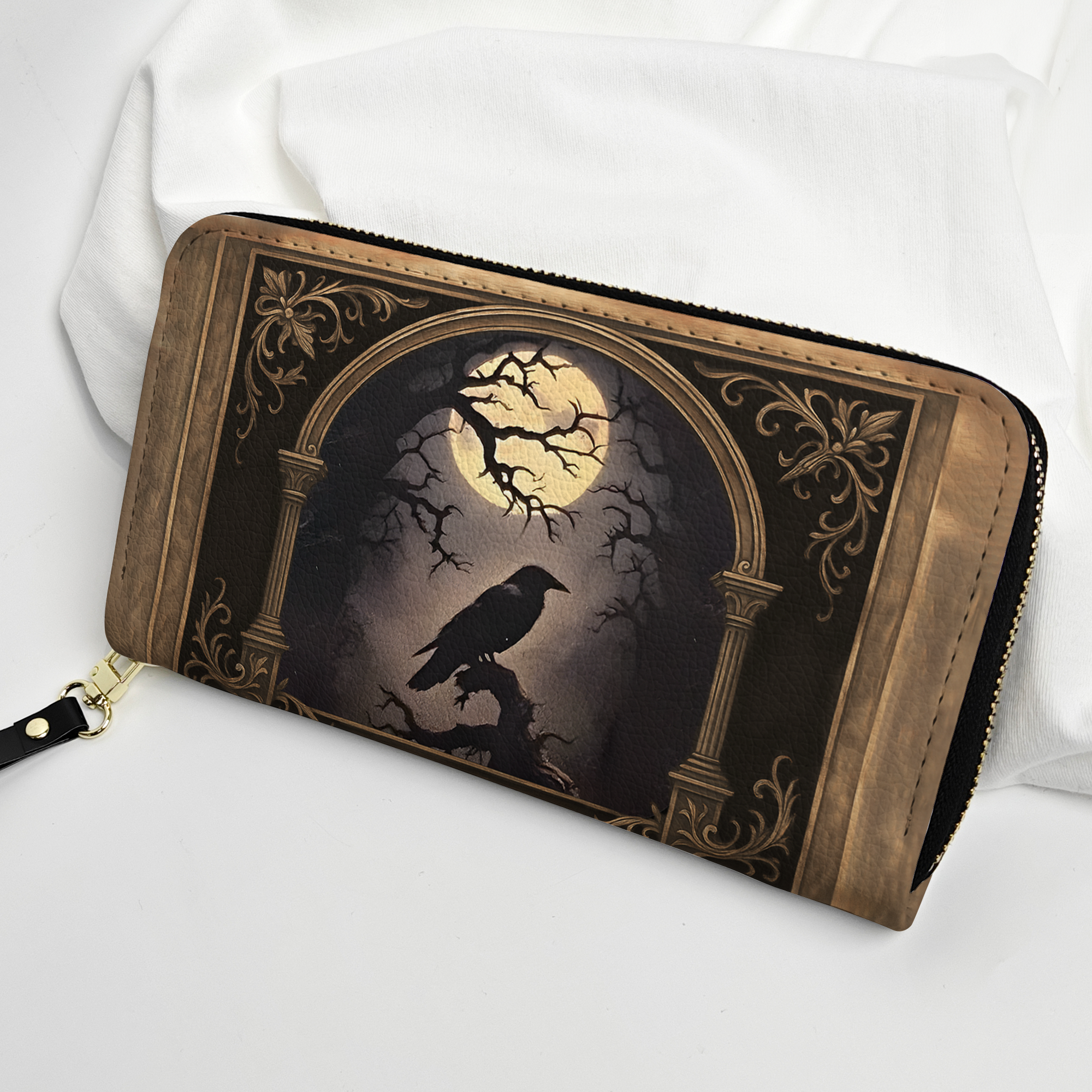 Raven Grimoire Leather Journal Gothic Leather Handbag & Wallet Set
