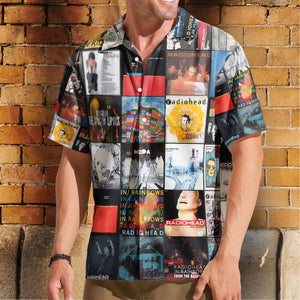 Radiohead Nostalgia Collage Hawaiian Shirt – Iconic Album Memories Gift