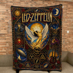 Led Zeppelin Band Sherpa Blanket Stairway To Heaven Stained Glass Blanket