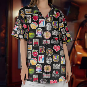 The Beatles Multiple Iconic Logos Hawaiian Shirt – Retro Music Inspired Aloha Shirt